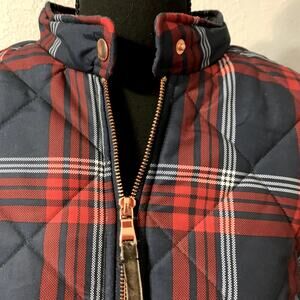 Kensie Jeans Women's Puffer Sleeveless Plaid Vest Full Zip Size Large EUC